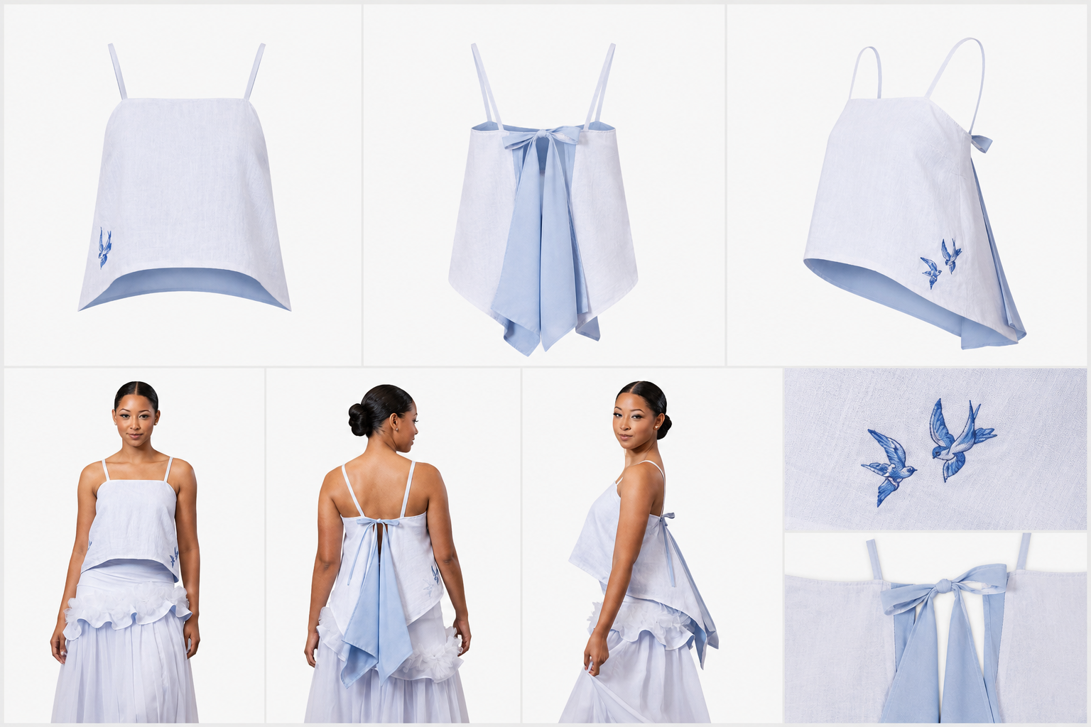 Something Blue - Love Birds Tie back Linen Top
