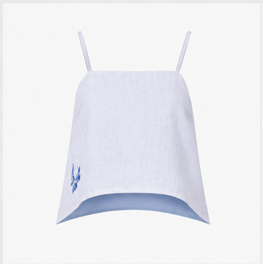 Something Blue - Love Birds Tie back Linen Top